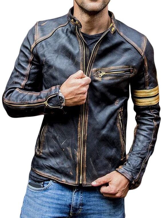 Cafe Racer Motorcycle Leather Jackets for Mens