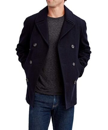 Mens Double Breasted Navy Blue Peacoat