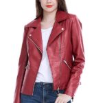 Classic Red leather jacket for Women