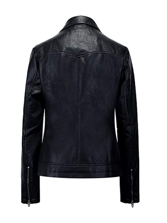 Classic black leather jacket for Women