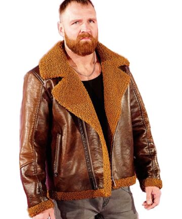 B3 Bomber Dean Ambrose Brown Shearling Leather Jacket
