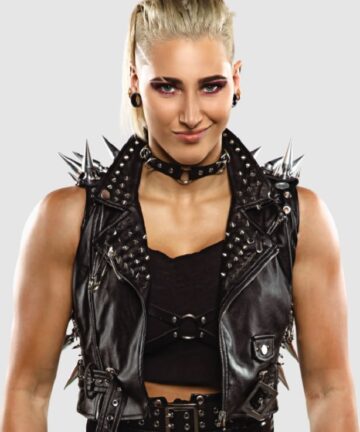 Buy WWE Rhea Ripley Studded Leather Vest - Themes Jackets