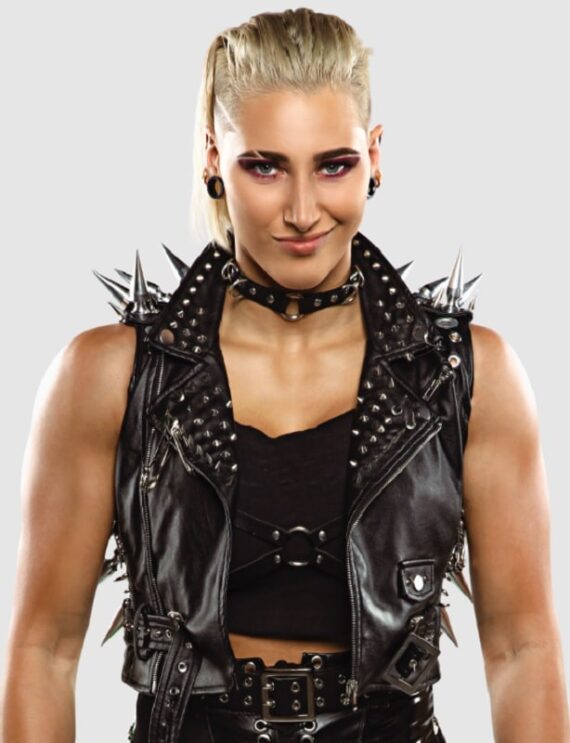 WWE Rhea Ripley Studded Design Leather Vest (2)