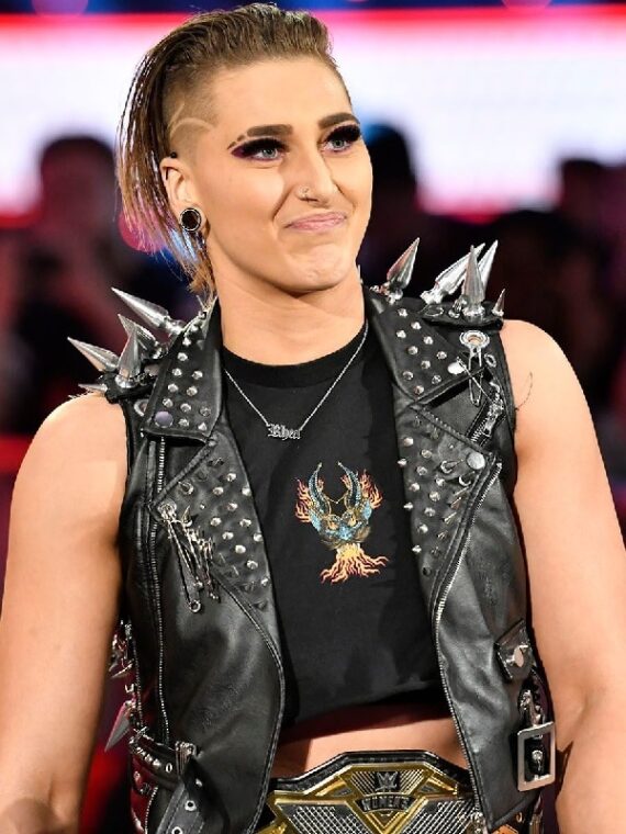 WWE Rhea Ripley Studded Design Leather Vest