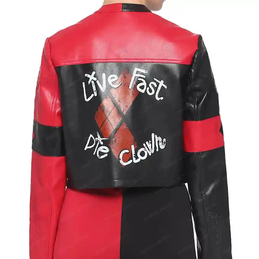 Harley Quinn’s Live Fast Die Clown Leather Jacket