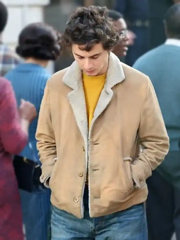 Timothee Chalamet A Complete Unknown Bob Dylan Suede Shearling Jacket